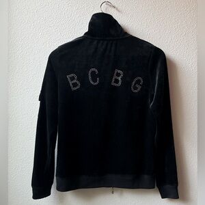 EUC Y2K BCBG Black Velvet Track Jacket (Size:M)